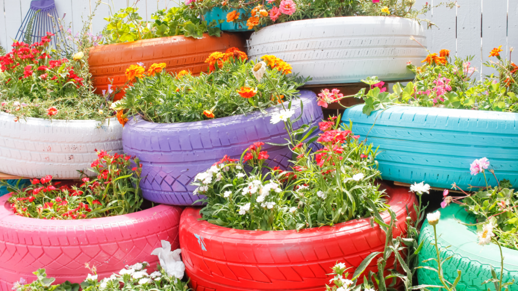 Vasos com pneus usados 12 ideias para seu jardim