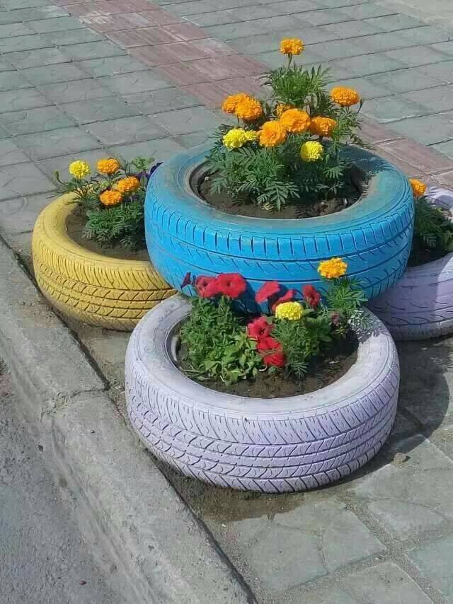 vasos com pneus usados 6