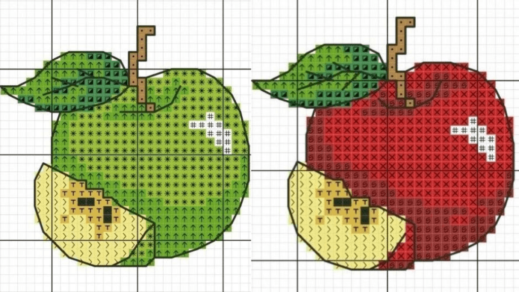 graficos ponto cruz frutas
