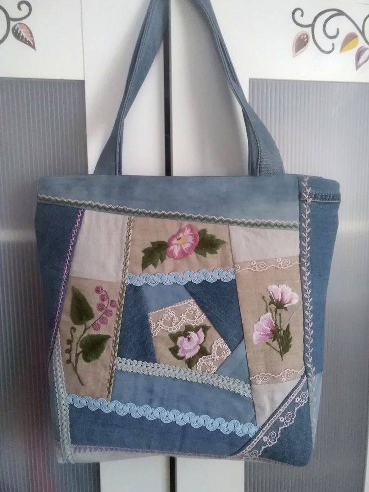 bolsa com retalho de tecido jeans 1