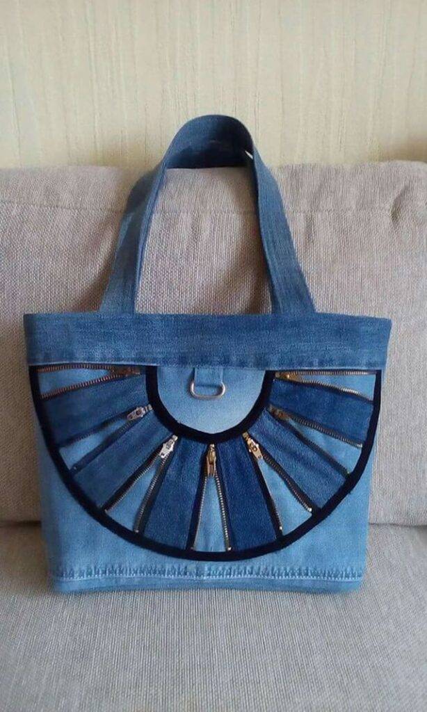 bolsa com retalho de tecido jeans 5